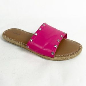 Torrid Hot Pink Faux Leather Studded Espadrille Slides Wide Width Sandals